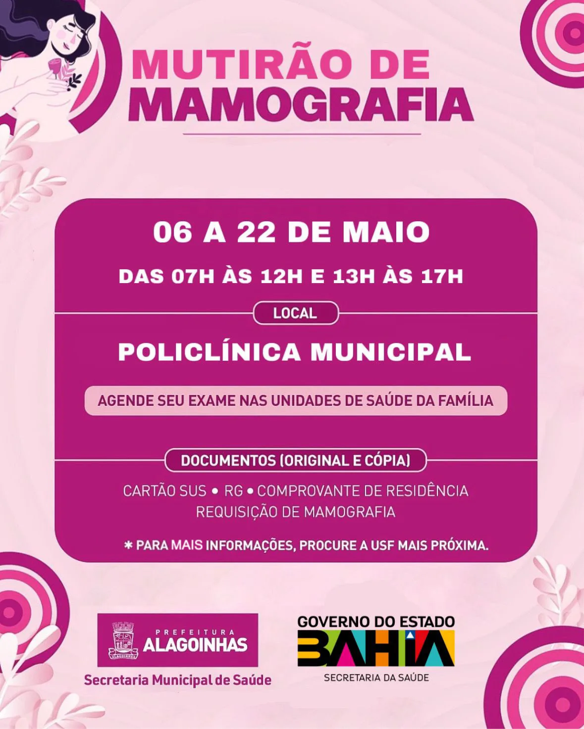 Mutirão de mamografia vai garantir atendimento de 2 mil mulheres em Alagoinhas