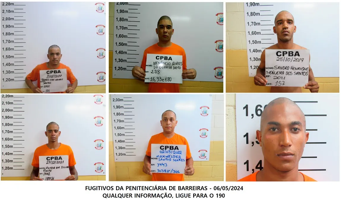 Seis dos sete detentos que fugiram de presídio são identificados
