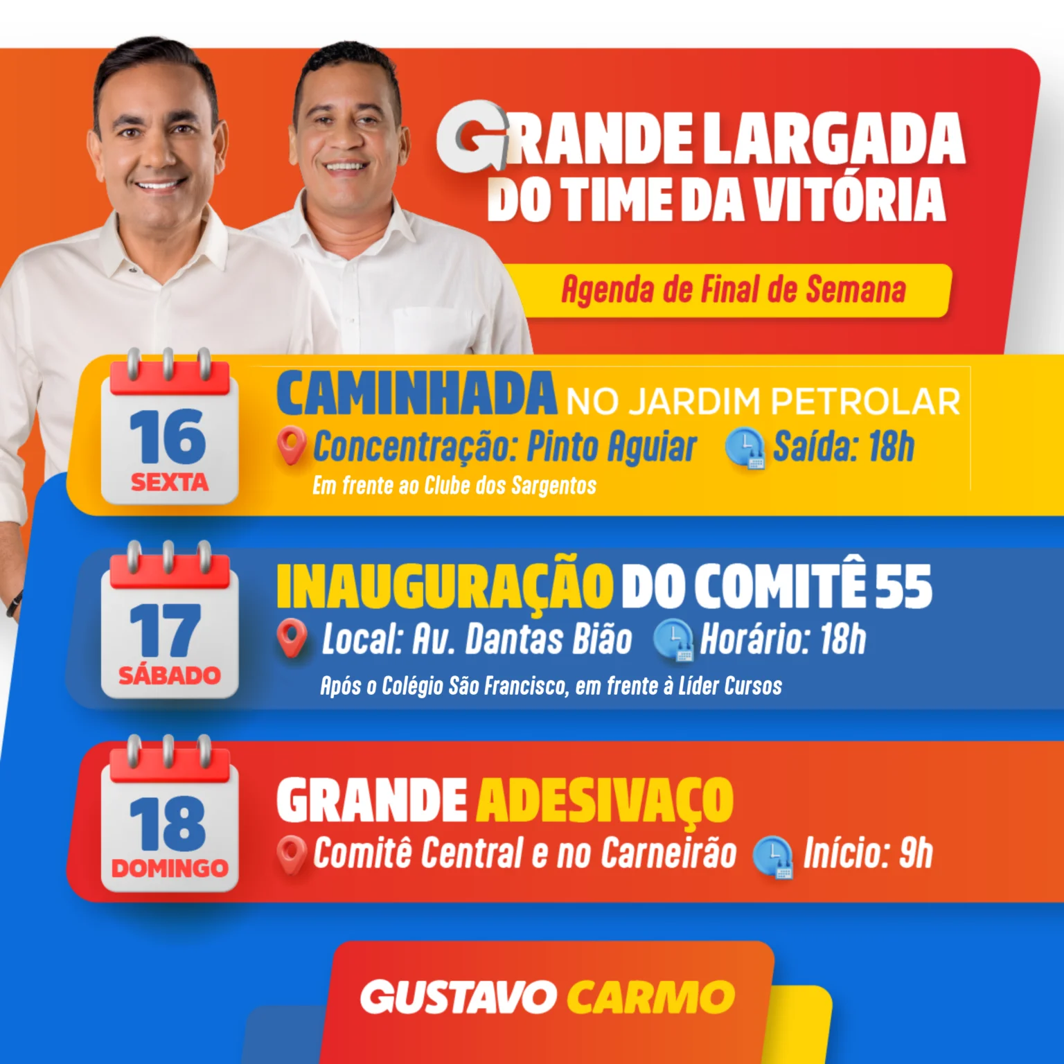 Gustavo Carmo dá largada à campanha com 1ª caminhada nesta sexta-feira em Alagoinhas