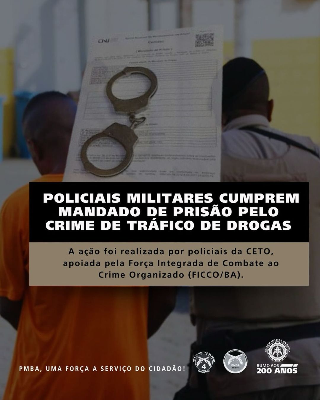 POLICIAIS MILITARES CUMPREM MANDADO DE PRISÃO PELO CRIME DE TRÁFICO DE DROGAS