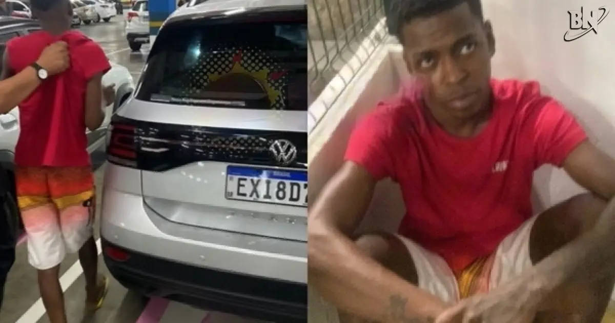 Homem é preso em flagrante com carro roubado no estacionamento do Shopping Bela Vista, em Salvador