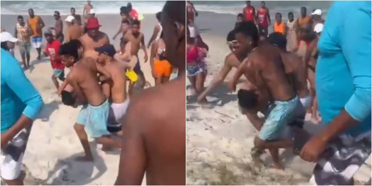 Homem é baleado em praia na Bahia e banhistas entram em pânico veja o video