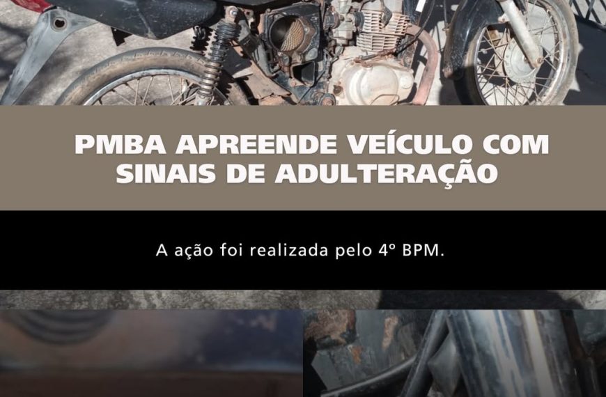 PMBA Apreende Motocicleta com Sinais Identificadores Suprimidos em Inhambupe