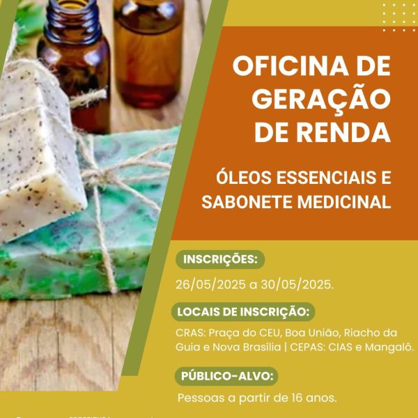 Alagoinhas Inscrições para Oficina de Geração de Renda começaram confira !