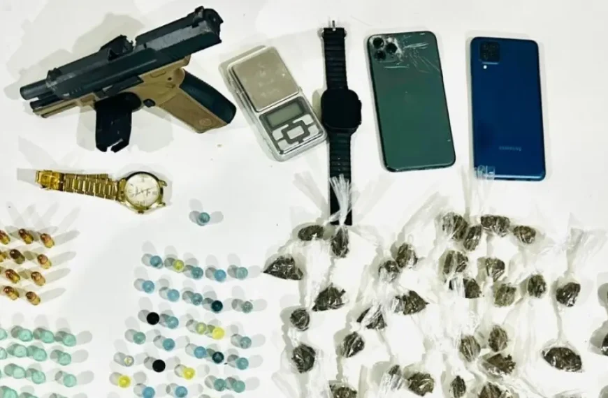 Policiais militares da CIPE Polo Industrial apreendem arma e drogas em Lauro de Freitas