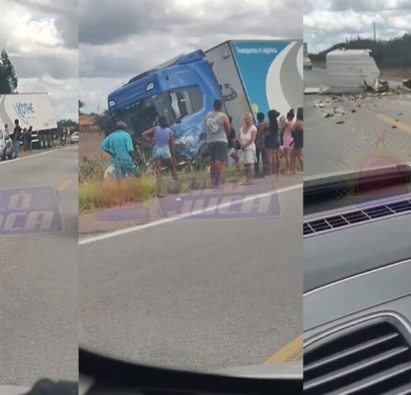 COLISÃO NA BR-324: caminhão e van se envolvem em acidente próximo a Caldeirão Grande
