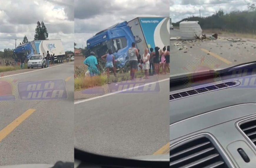 COLISÃO NA BR-324: caminhão e van se envolvem em acidente próximo a Caldeirão Grande