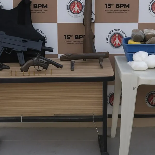 PM apreende armas, drogas e munições em área de mata no interior da Bahia