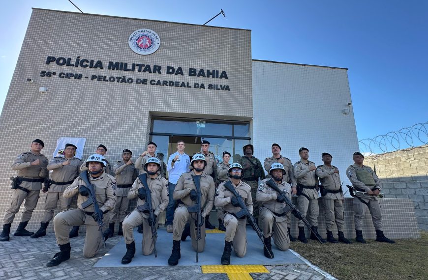 Comando do CPRLN participa da inauguração do novo prédio do 2º Pelotão da 56ª CIPM, em Cardeal da Silva