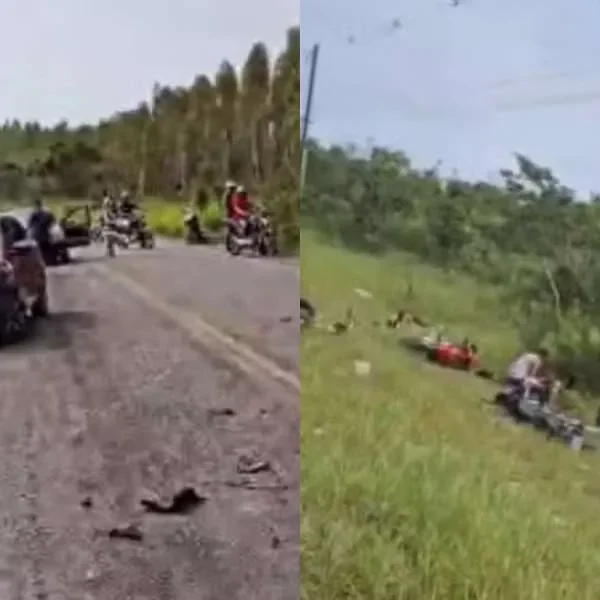 Duas pessoas morrem em batida envolvendo carro e seis motocicletas na BA-504