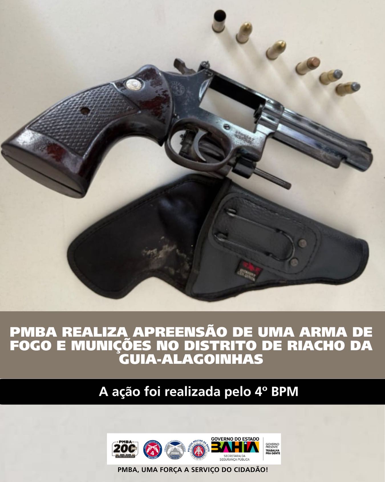 Polícia Militar apreende arma de fogo e munições em Riacho da Guia, Alagoinhas