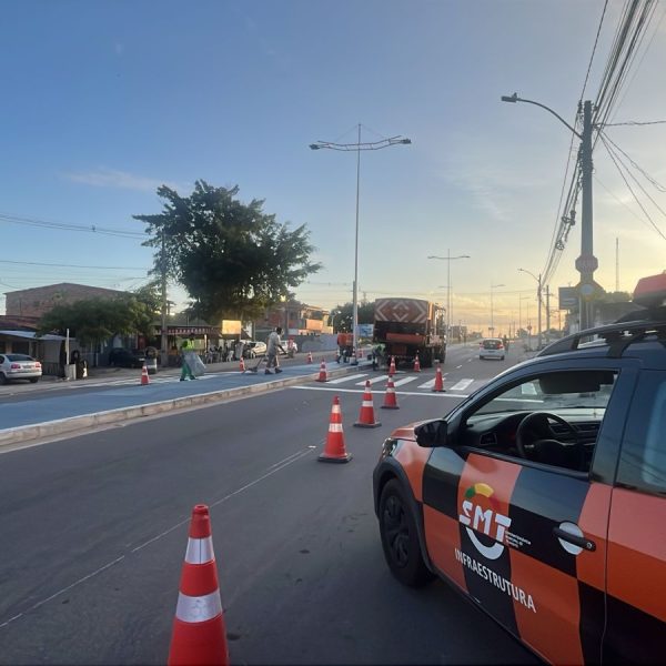 SMT requalifica 37 faixas de pedestres nos bairros Santa Terezinha, Praça Kennedy e Centro