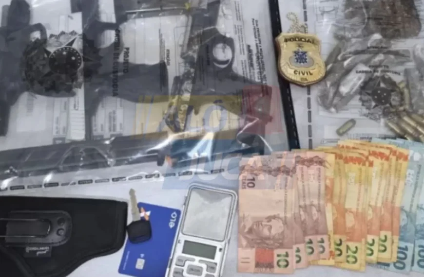 IGUAÍ: traficante cai de telhado ao tentar fugir e é preso com armas e drogas pela Polícia Civil