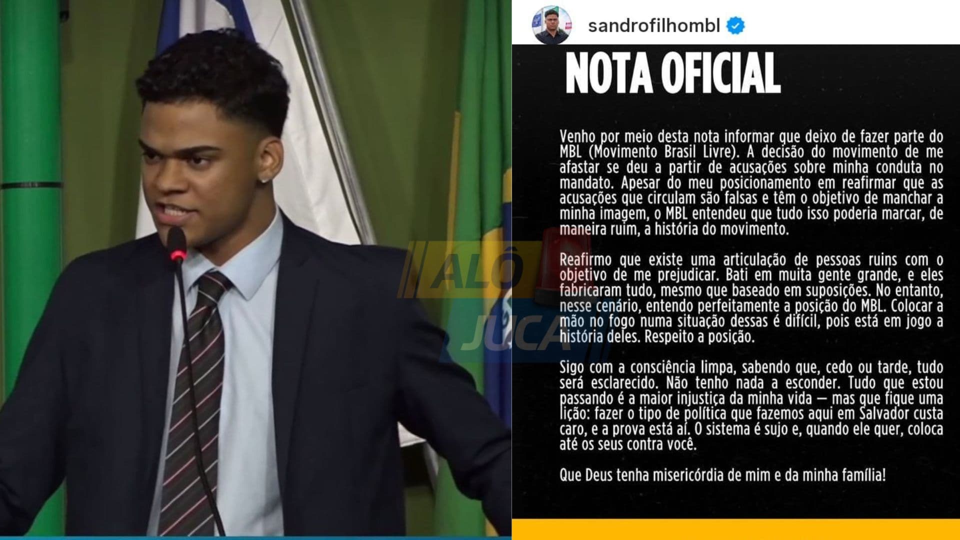 VEREADOR EXPULSO: Sandro Filho é desligado do MBL após denúncia de nepotismo e omissão em fiscalização pública; político nega acusações
