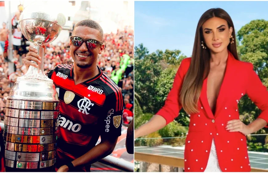 Atacante do Flamengo e Nicole Bahls curtem festa do título juntos, diz perfil