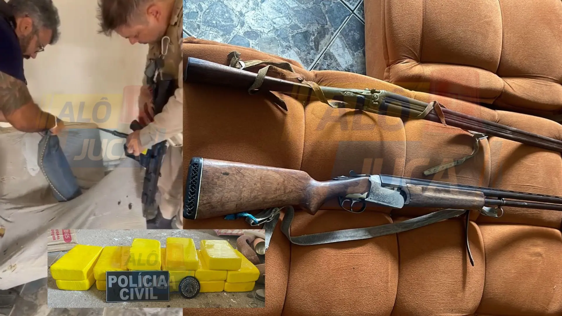 DENTRO DO COLCHONETE: espingardas são achadas escondidas dentro de casa em Poções