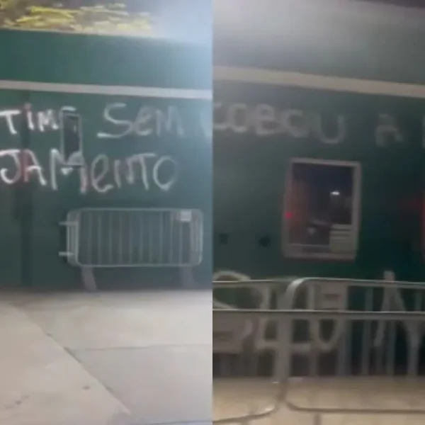 Muros do Palmeiras são pichados após goleada para o Novorizontino no Paulistão: “Acabou a magia?”