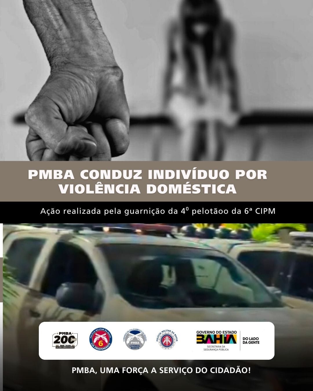 Pmba conduz indivíduo por violência doméstica