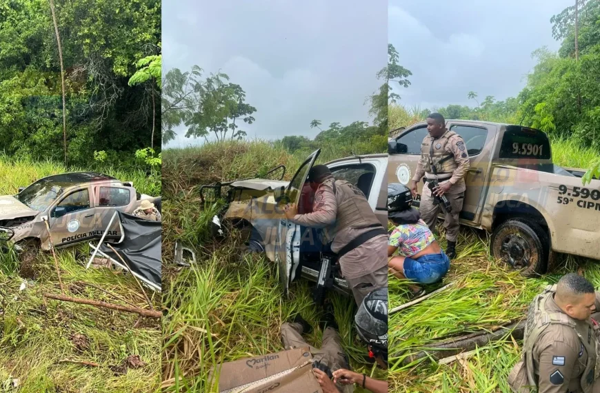 URGENTE: viatura da 59ª Cipm capota perto de Guarajuba e policiais ficam feridos; veja mais informações